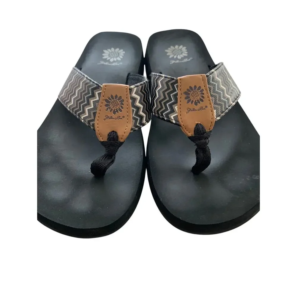YELLOW BOX FIONNA CHEVRON STRAP FLIP FLOPS WOMEN'S SIZE 9 - Picture 2 of 6